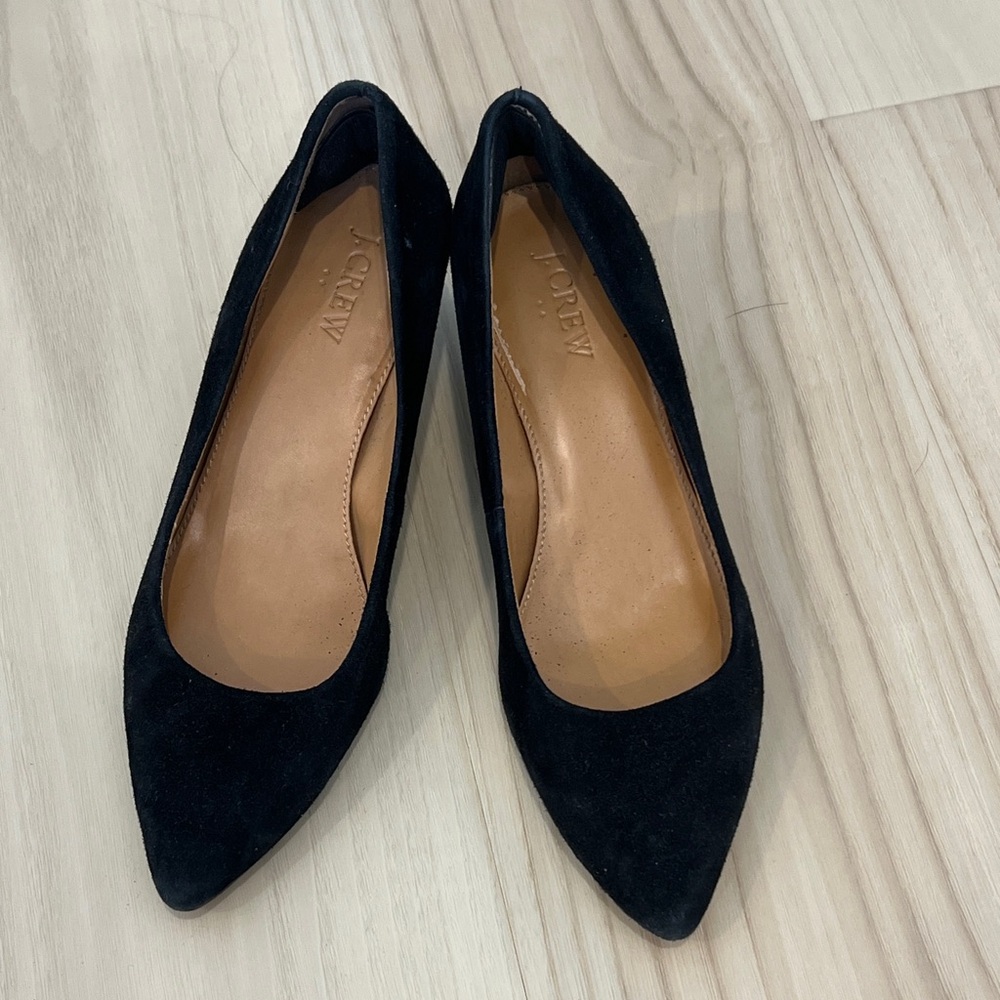 J. Crew Black Suede Pointed Toe Flats - good condition